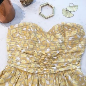 AKIRA Yellow Paisley Mini Dress with Pockets